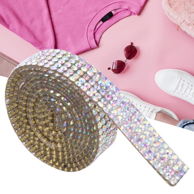 (AB Farbe) 5 Reihen 1m Rhinestone Trim Ribbon Hot Fix Crystal Chain Trim Ga CU