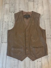 Vintage Porsha by Winer Boho Western Leather Vest Biker Rockabilly Men's 42"