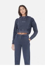 Kith Sierra Cropped Long Sleeve Cable Knit Hoodie Blue Size XS