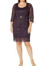 R  M Richards Dress  Jacket Dark Purple 14P 14 P Cruise Wedding Party