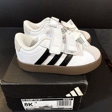 Toddler Adidas VL Court 3.0 CF Synthetic ID9157 White Black Size 8K NIB