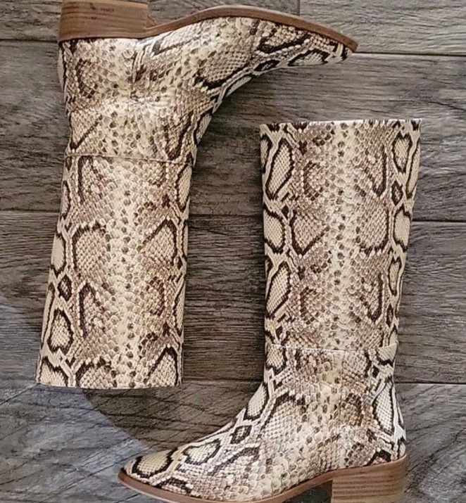 Freda Salvador Julia Boots Python Snake Embossed … - image 5