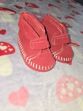 Minnetonka Red Moccasins Infant Size 2 Soft Sole Suede Leather
