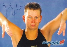 Jana HENKE - Germania, Bronzo Olimpiadi 1992 Nuoto, Autografo Originale!