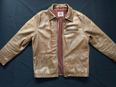 Vintage Levi's Lambskin Leather Jacket Made in Korea Rare Brown