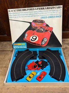 1960s Minic Motorways/Motor Racing Big Ford & Ferrari GT Boxed Criss Cross Race