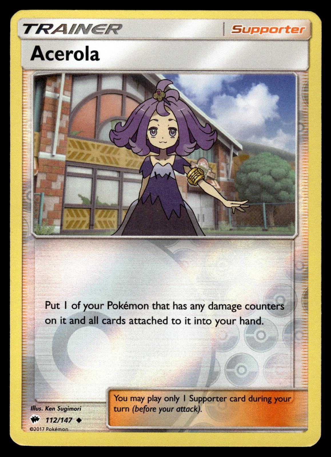 Acerola 112/147 Uncommon Burning Shadows Pokemon Reverse Holo Near Mint
