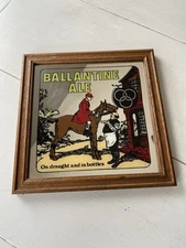 Ballantine Ale Mirror On Draught And In Bottles 9" x 9" Vintage