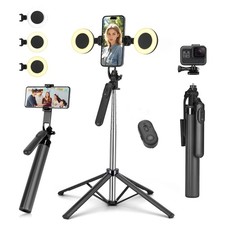 Metal Selfie Stick Tripod for iPhone with Light,70 inch Cellphone Selfiestick...