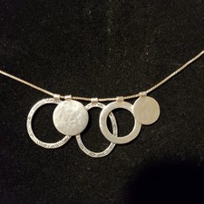 SIlpada 925 Sterling Silver "Most Clever" Five Etched Circles Necklace 18-20"