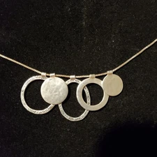 SIlpada 925 Sterling Silver "Most Clever" Five Etched Circles Necklace 18-20"