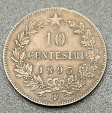 1893 BI Italy 10 Centesimi KM#27 Copper World Coin Foreign Italian Umberto