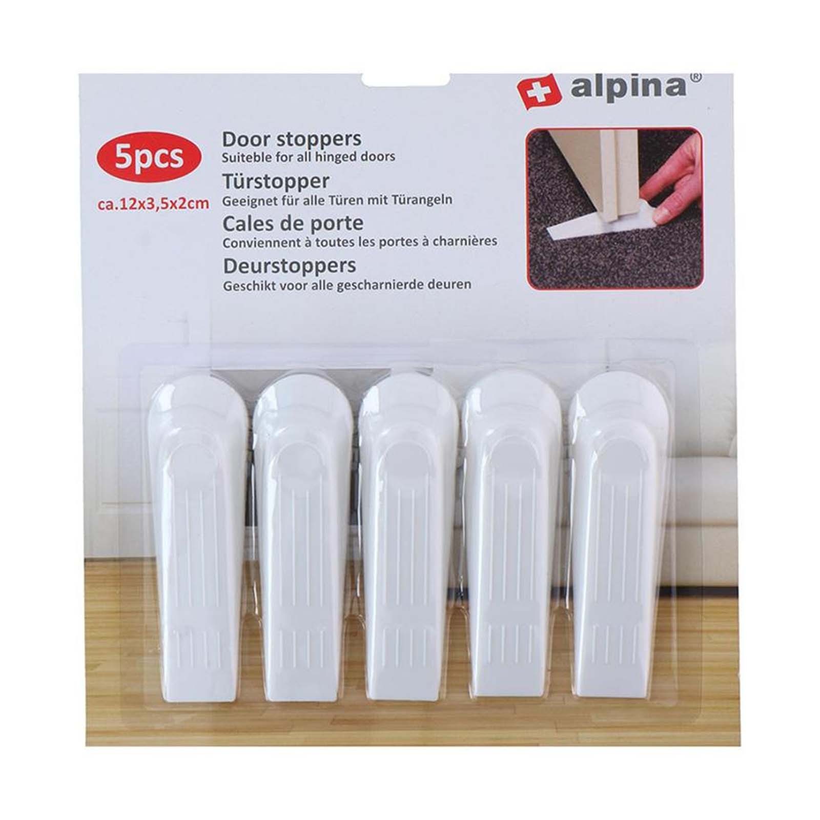 Cale de porte plastique lot de 5 bloque-porte blanc installation facile Alpina - 3