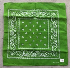 PACK OF 6 LARGE PAISLEY COTTON PRINTED BANDANA, 21  X 21  , GREEN, NEW 