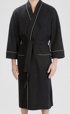 Majestic International Men's Black Waffle Knit Kimono Robe Size XL/XXL