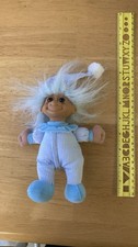 Russ Berrie  Co. 8" Troll Doll w/ Blue Striped Pajamas  Night Hat 2332