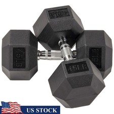 Rubber Hex Dumbbells Set Non-Slip Grip Strength Training Dumbbells Home Gym New