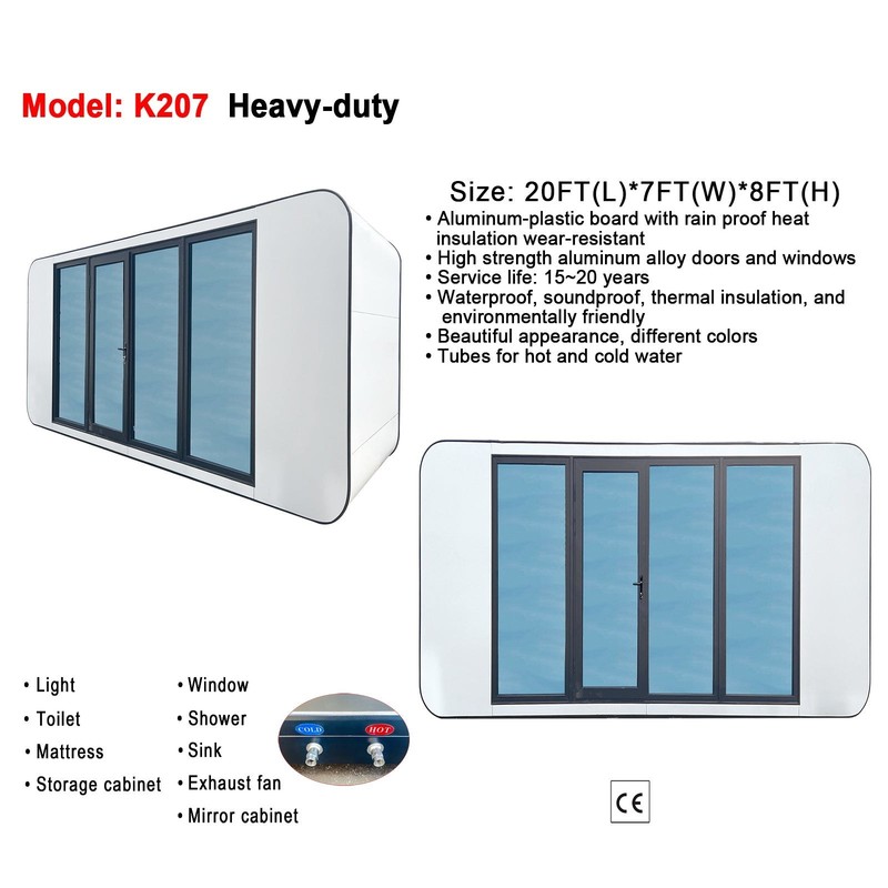 20x7x8FT Prefab Tiny House Cabin Pod Glass Bath Bedroom Modern Outdoor PRESALE - Image 3
