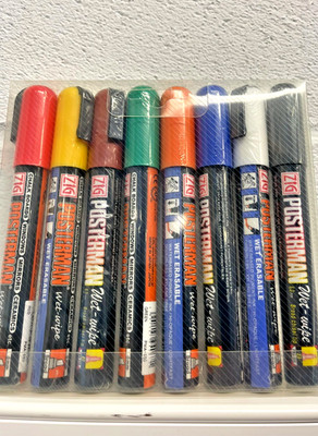 Kuretake ZIG Posterman Feuchttücher PMA-550 Kreidestifte 6 mm breite Spitze - sortiert