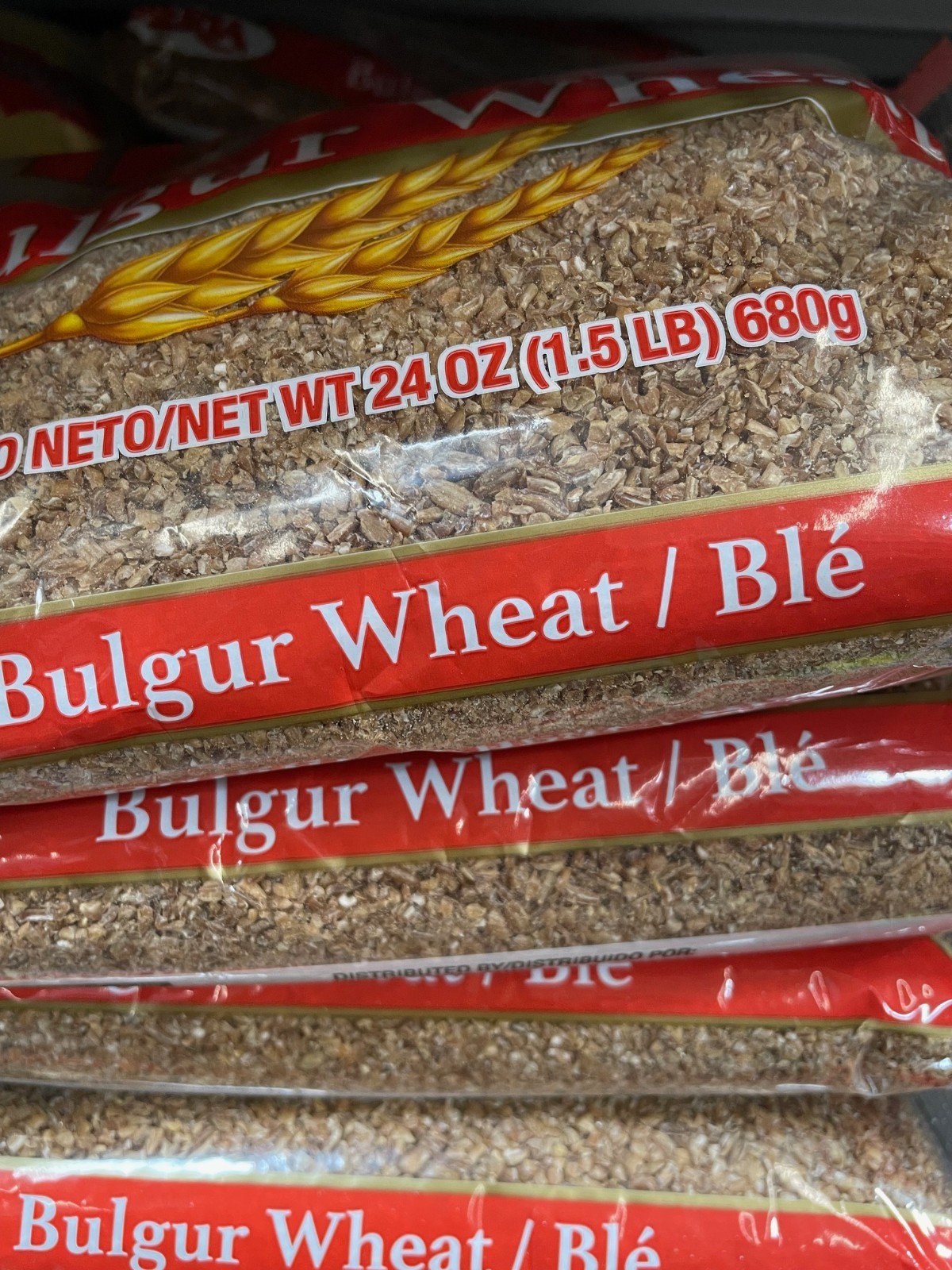 7 Pack Iberia Bulgur Wheat Size 24 oz Bags -Whole Grain Cracked Wheat High Fiber