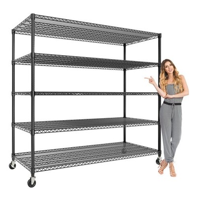 Garvee 82''H Storage Shelves 3300LBS Adjustable Carbon Steel Rack Wheels & Feet