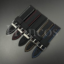 20 22 MM Rubber Strap Stitching Lined Air Watch Band Strap fits for Tudor Black