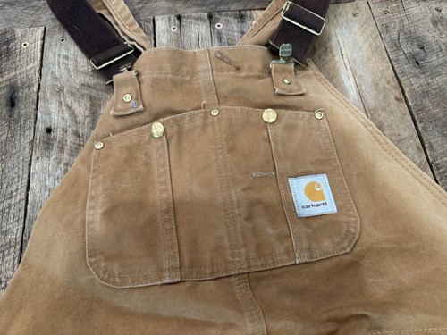 Carhartt Men’s Brown Duck Bib Overalls R01-BRN 42x36 Double Knee Work - Picture 6 of 8