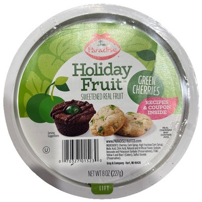 Paradise Holiday Fruit Green Cherries 8 Oz NEW SHIPS IN 24 HOURS 