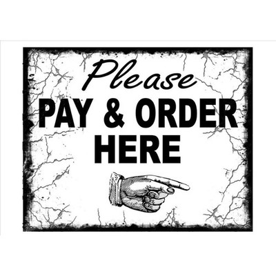 DecorativeTin Metal Signs Home Décor Please Pay & Order Here Shop Pay Here Cafe 