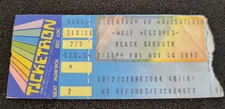 BLACK SABBATH TICKET STUB THE CENTRUM WORCESTER MA NOVEMBER 4 1983 SUPER RARE