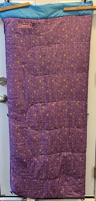Coleman Firefly Kids Sleeping Bag Blue Purple Star Pattern Camping Youth EUC