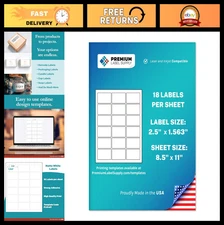 "White Rectangle Sticker Labels 2.5" x 1.563" - 450 Adhesive Sheets for Laser/In