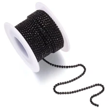 10 Yards Rhinestone Chain 2mm Black Crystal Rhinestone Diamond Trim Close Cha...