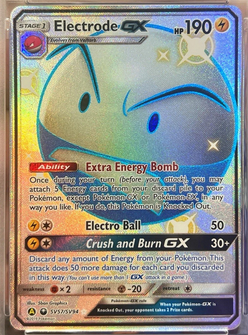 Electrode GX SV57/SV94 Shiny GX Rare Hidden Fates Shiny Vault Pokemon Near Mint