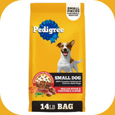 Pedigree Adult Small Dog Dry Dog Food, Grilled Steak and Vegetable Flavor, 14 lb