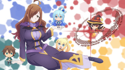 Darkness Konosuba Megumin Kazuma Satou Aqua Wiz Anime Poster 11x17in Wall Art