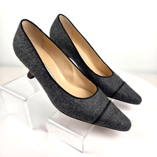 Vintage Manolo Blahnik Gray Wool Pumps Heels Womens EU 36 US 5.5 Italy