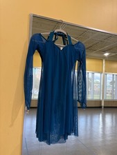 11 teal-blue long-sleeve dance costumes in assorted sizes