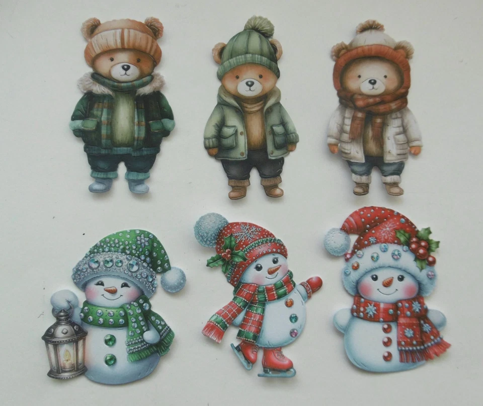 TWO RED ROBINS Two Red Robin Die Cut*Card Topper*CHRISTMAS*SNOWMAN*BEAR FRIENDS*In the Studio