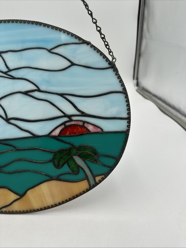 Beach Paradise Stained Glass Window Panel Hanging - Picture 5 of 24