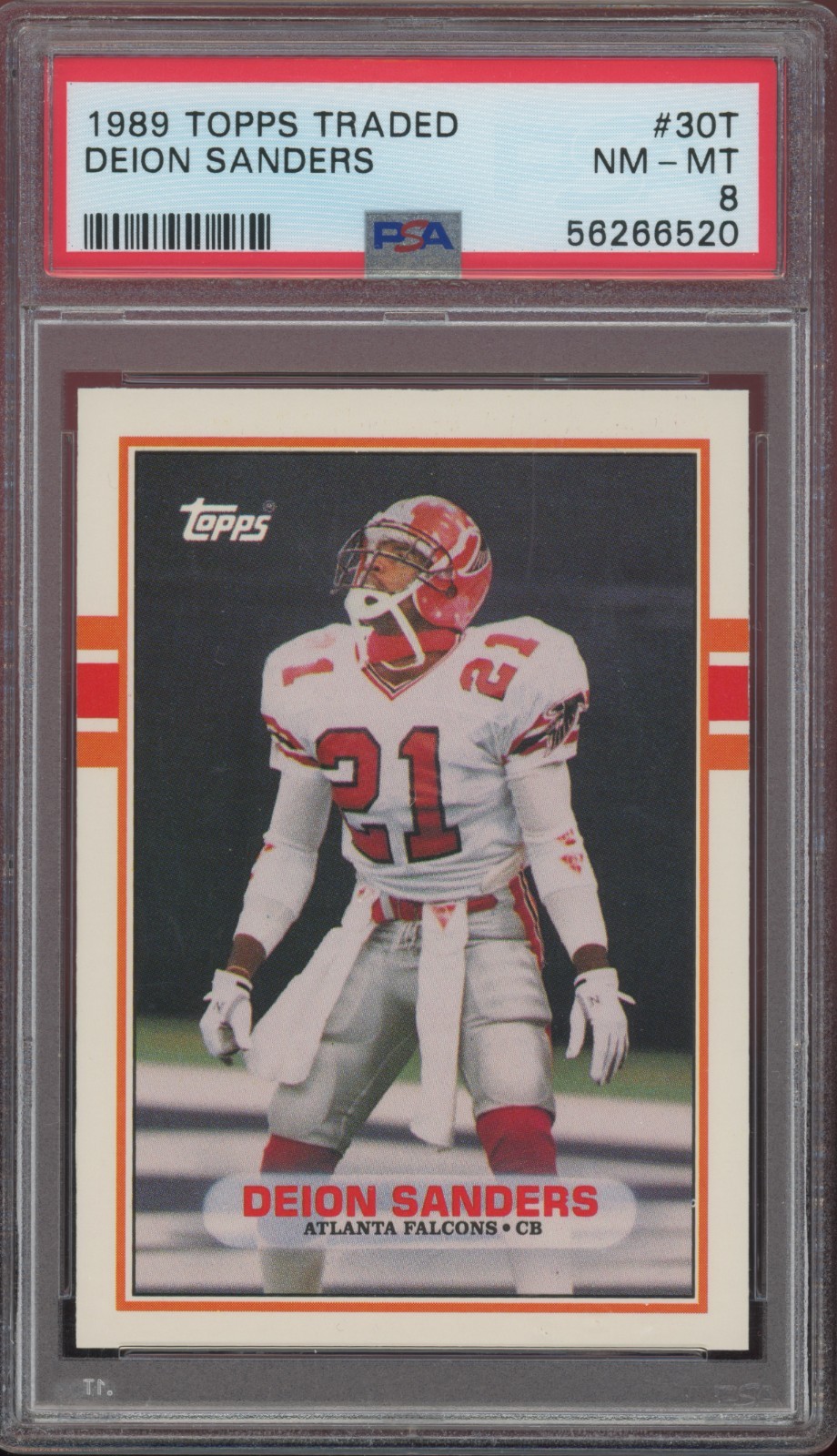 1989 Topps Traded Football - Deion Sanders #30T PSA 8 NM-MT