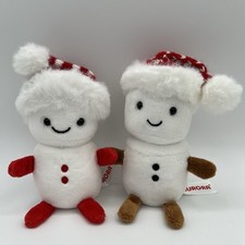 Aurora Land of Lils Snowman 5" Plush Lot Of 2 Red White Christmas Winter