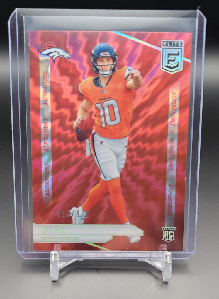 2024 Donruss Elite Bo Nix RC #175 Aspirations Shimmer /875 Rookie Broncos