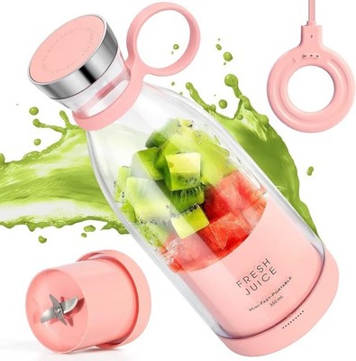 Tragbarer USB Mixer 334ml Magnetisch Schnellladung Mini Smoothie Maker - Rosa