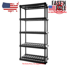 5-Shelf Heavy Duty Plastic Storage Shelves, 73  x 36  x 18  , 750lb Capacity, NEW