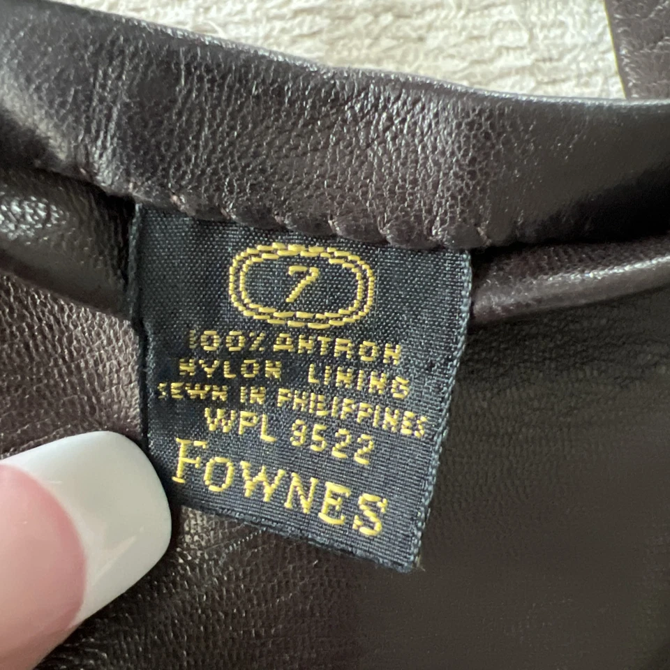 Fownes Women Leather Gloves Brown Sz 7 Long - Image 3 of 3