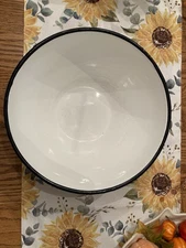 Vintage Huta Silesia Enamel Mixing Bowl Red & White # 24, Metal Made In Poland