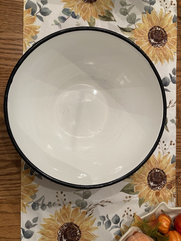Vintage Huta Silesia Enamel Mixing Bowl Red & White # 24, Metal Made In Poland