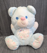 Fisher Price Puffalump Rattle Blue Teddy Bear Baby 9 Inch Vintage 1994