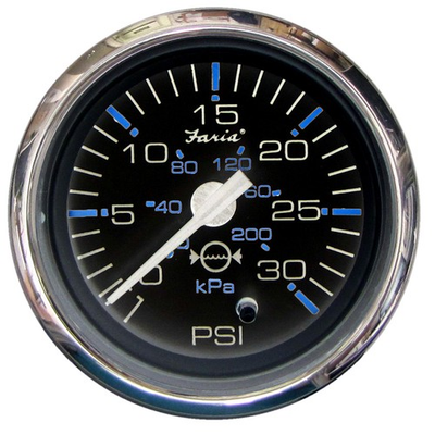 #ad Faria Chesapeake Black 2quot; Water Pressure Gauge 30 PSI 13712 Boat Marine $157.78